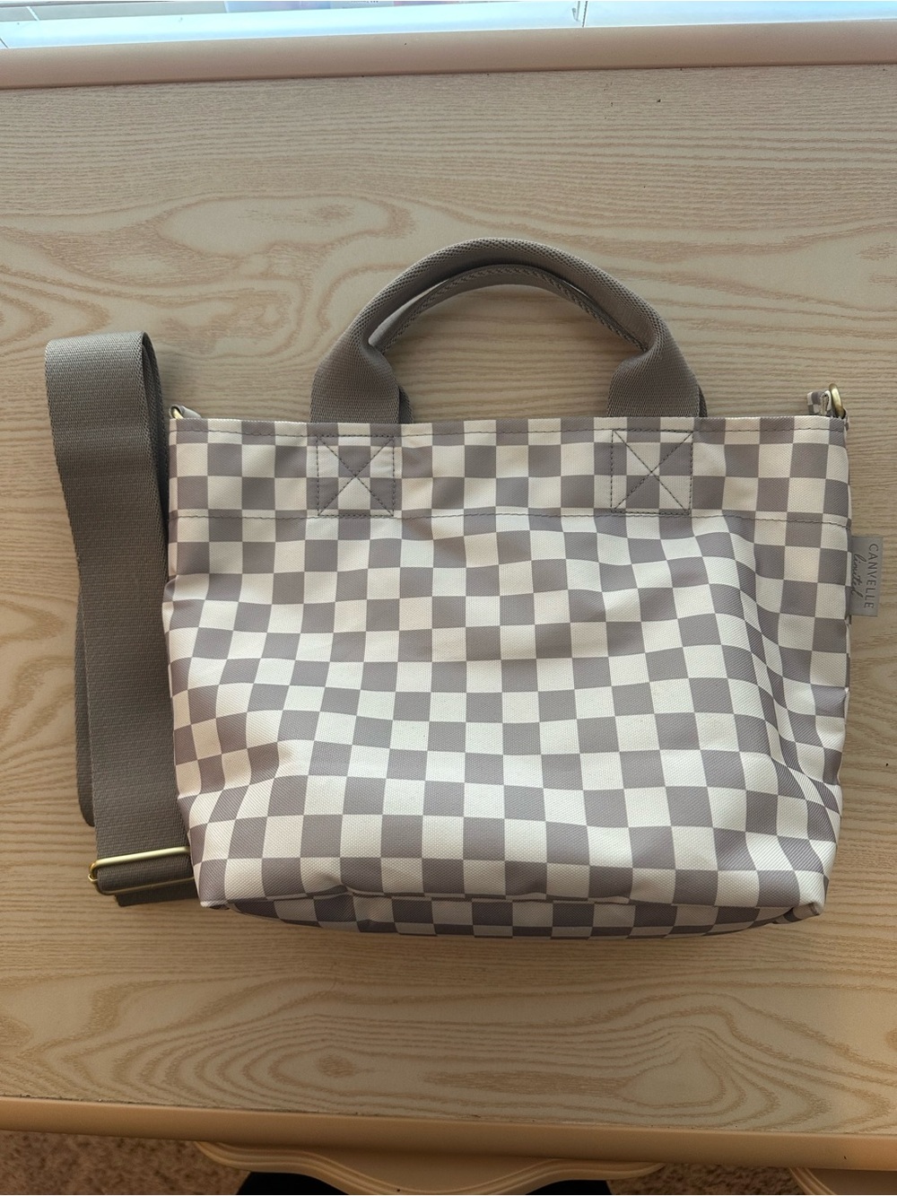 Canvelle Grey Checkered Crossbody